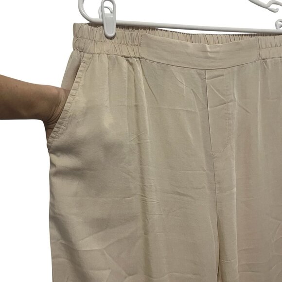Jane + Delancey Wide Leg Pull On Pants Size XL Beige Pockets Elastic Waist - Picture 4 of 10